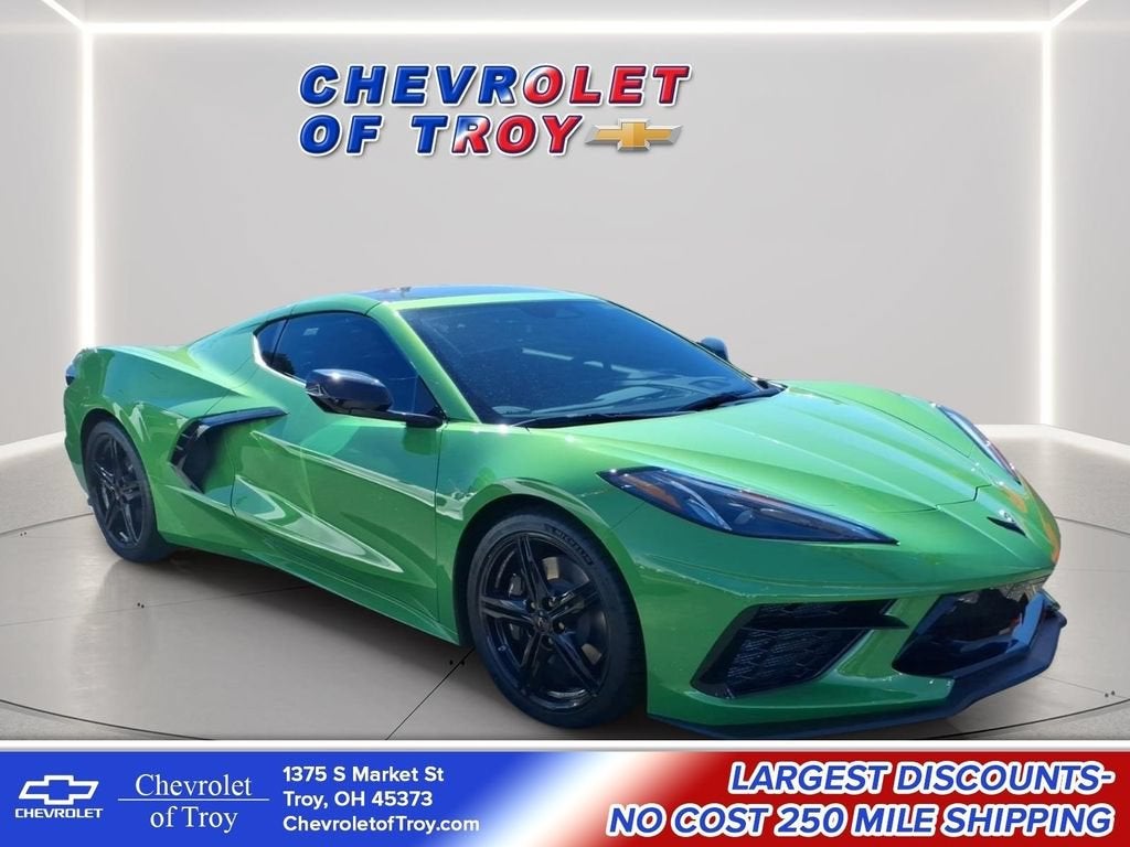 2026 Chevrolet Corvette Stingray 2LT in Roswell Green Metallic — front three-quarter view
