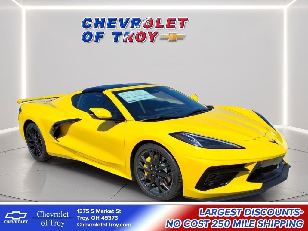 2026 Chevrolet Corvette Stingray 2LT in Competition Yellow Tintcoat Metallic — front three-quarter view