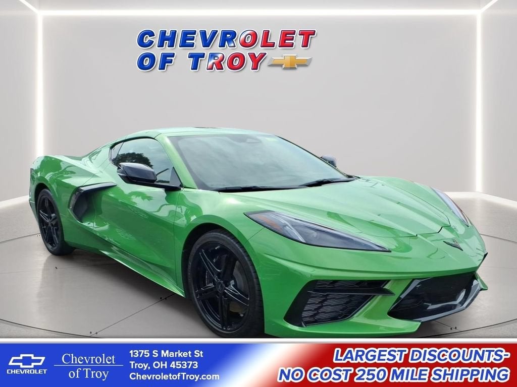 2026 Chevrolet Corvette Stingray 2LT in Roswell Green Metallic — front three-quarter view
