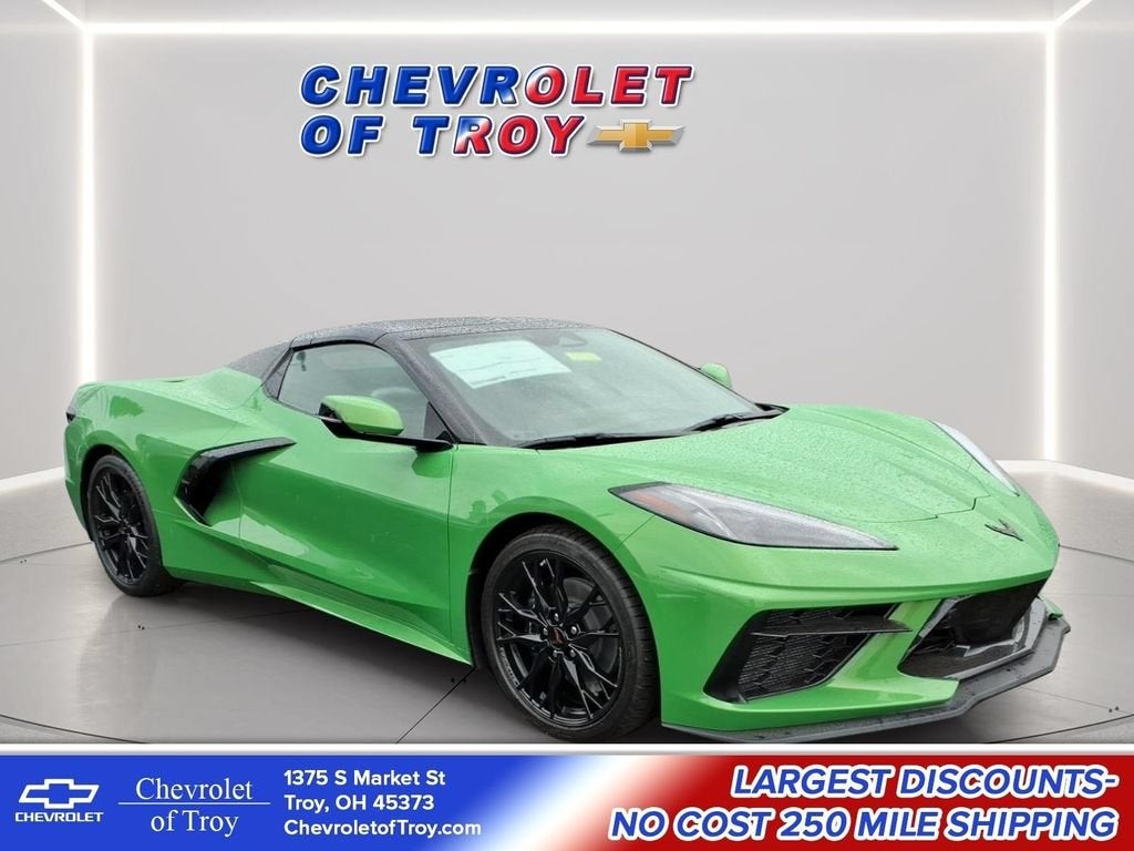 2026 Chevrolet Corvette Stingray 2LT in Roswell Green Metallic — front three-quarter view