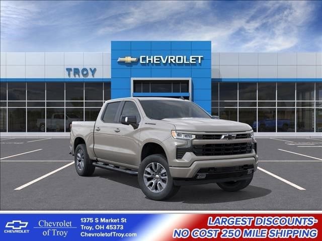 2026 Chevrolet Silverado 1500 RST in White Sands — front three-quarter view