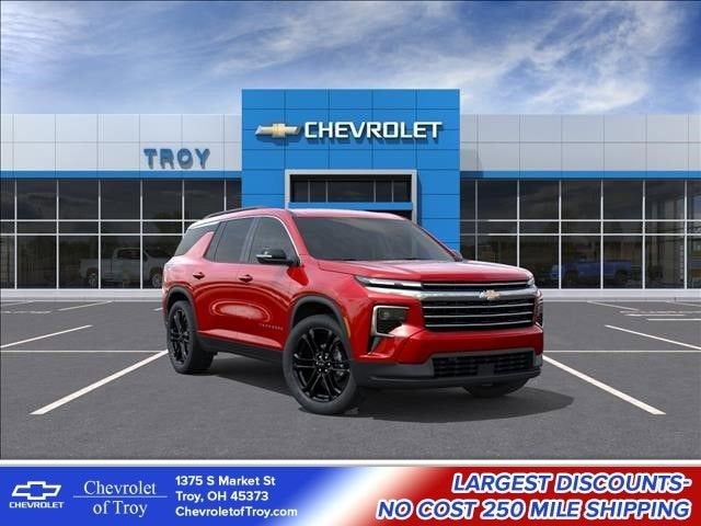 2026 Chevrolet Traverse LT in Radiant Red Tintcoat — front three-quarter view