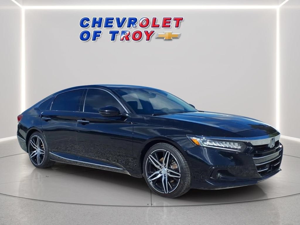 2021 Honda Accord Touring in Black — front three-quarter view
