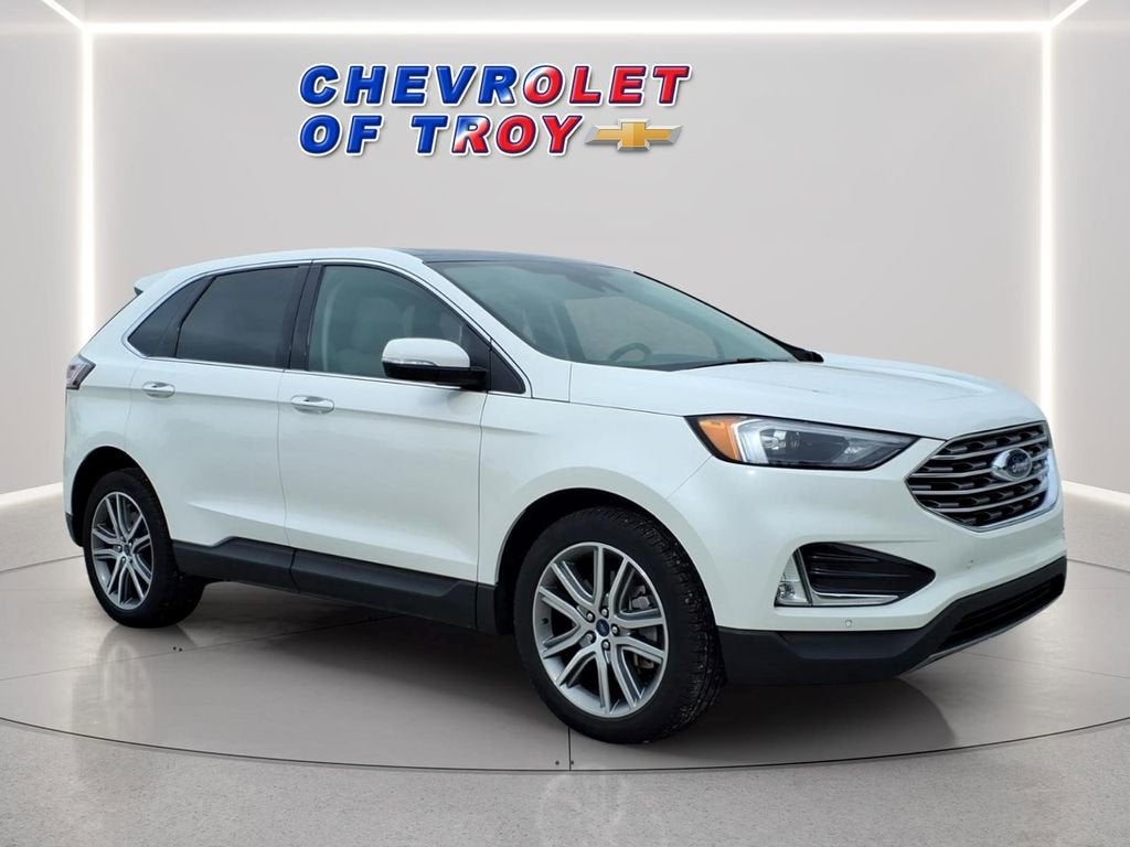 2022 Ford Edge Titanium in White — front three-quarter view