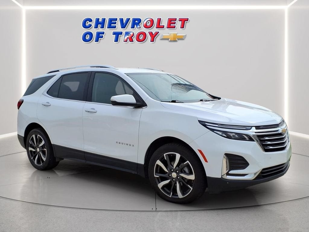 2022 Chevrolet Equinox Premier in Summit White — front three-quarter view