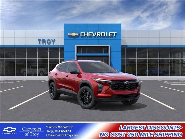 2026 Chevrolet Trax LT in Apex Red — front three-quarter view
